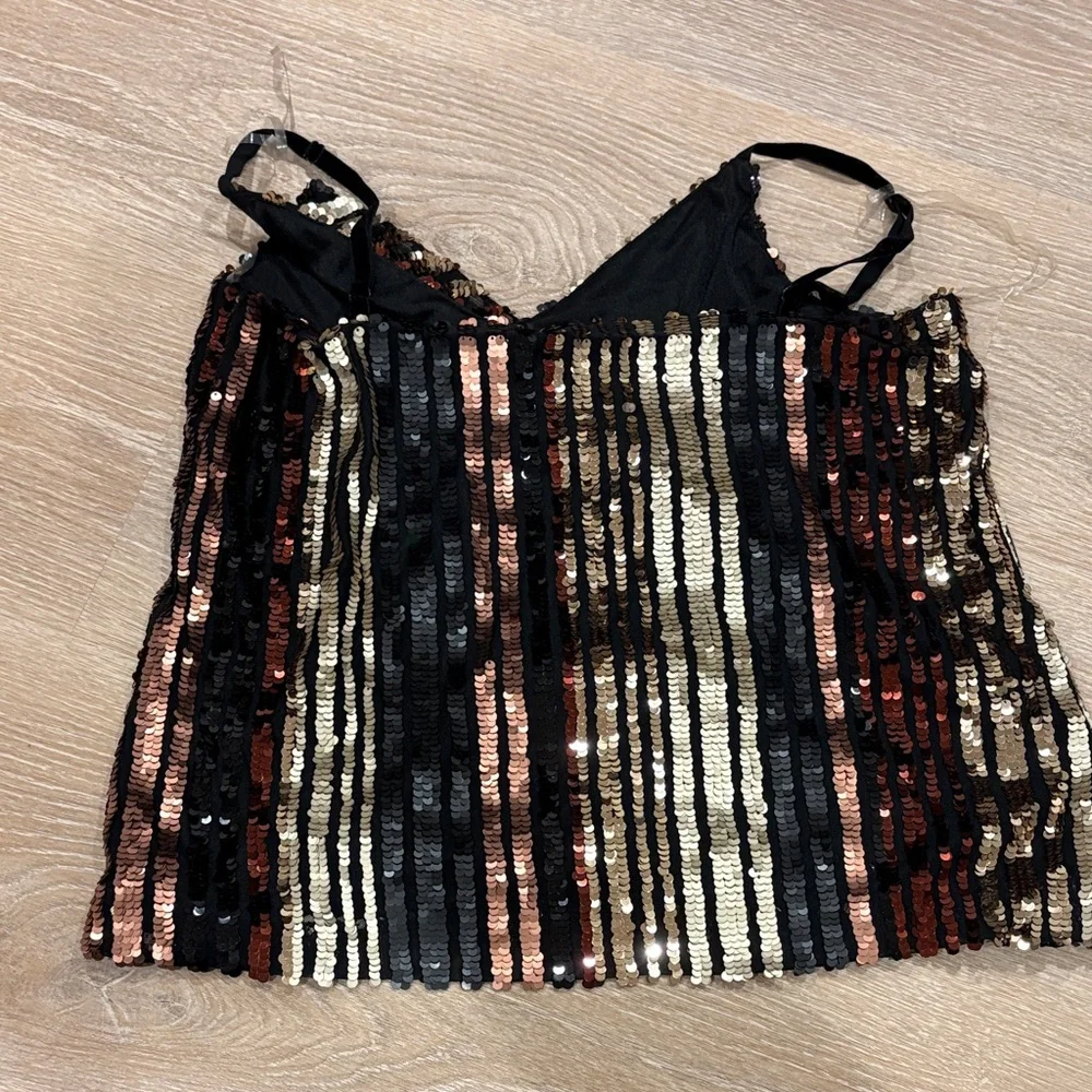 INC Sequin Striped Women's Top size large - Picture 3 of 3